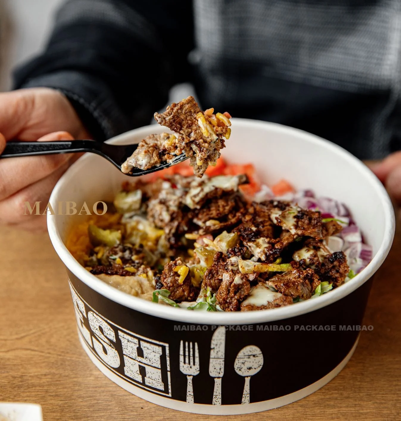 100% Eco Friendly Biodegradable Food Packaging Cup Bowl Pla Pe Coating Disposable Brown Round Kraft Paper Salad Bowl With Lid