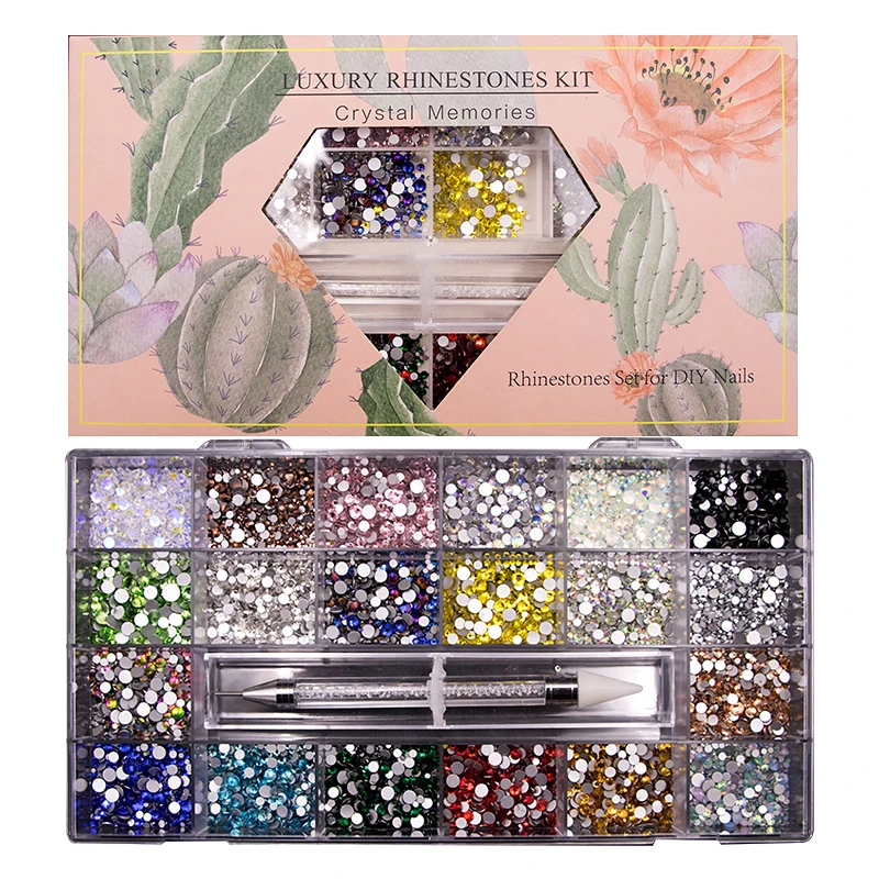 Горячая Распродажа 21 Сетка в коробке жемчуг бриллиант плоское стекло особая форма «сделай сам» аксессуары для ногтей набор страз