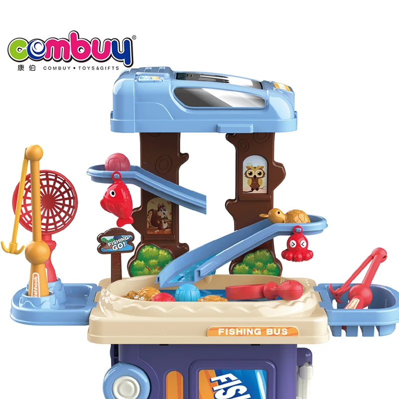 Интерактивный чемодан Автобус 3 в 1 Игрушки для рыбного стола детские игры рыбалки удочки
