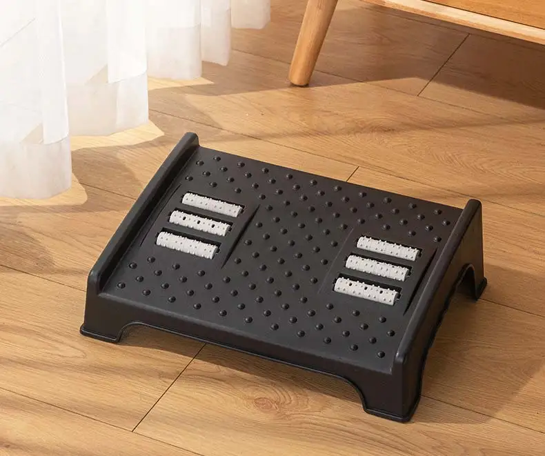 Adjustable Home Office Under Desk Raised Footrest, Tilting Stress Relief Foot Stool, Slanted Underdesk Plastic Feet Support