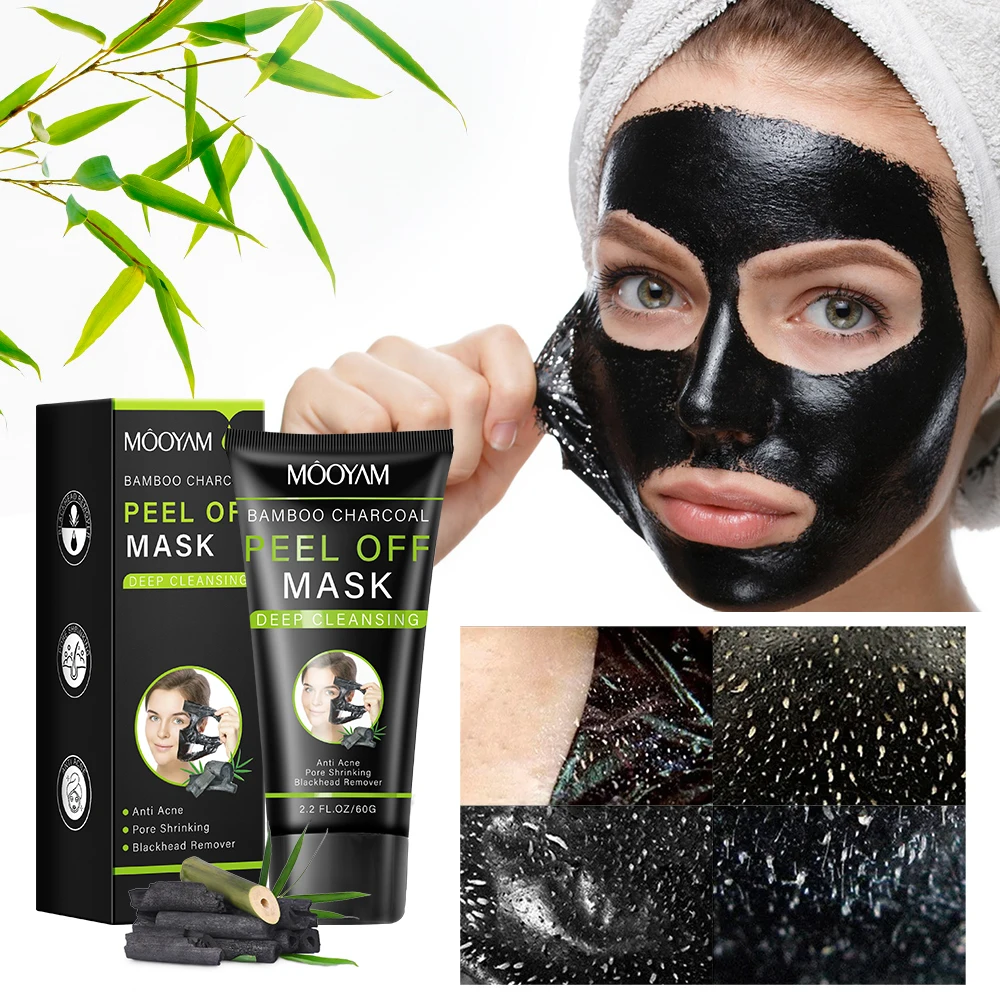 Face Skin Acne Treatment Face Mask Deep Cleansing Peel Off Face Black Mask And Nose Charcoal Blackhead Remover Mask