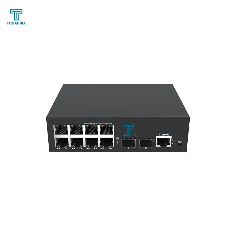 2 * Gigabit SFP 8 * 10 / 100 / 1000Base - T PoE External Power Supply DC52V 120w network switch