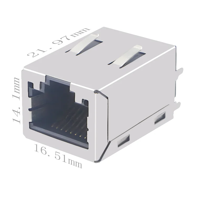 1000 Base-T Vertical RJ45 Connector Jack With Integrated Magnetics ARJE-0051-MASB