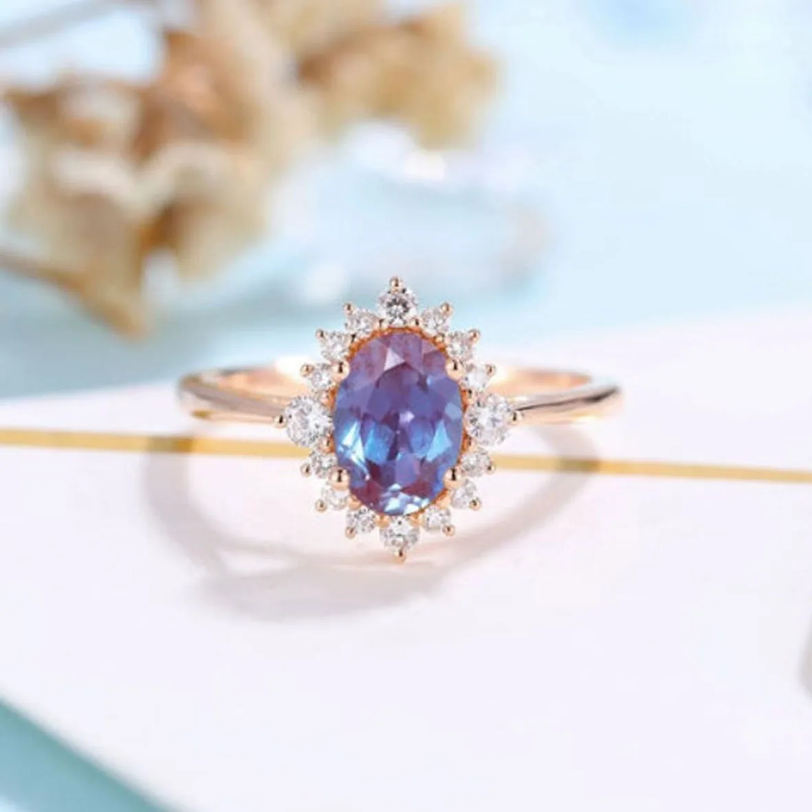 Изящные Ювелирные изделия из стерлингового серебра 925 пробы с фианитом овальные александритовые Кластерные кольца