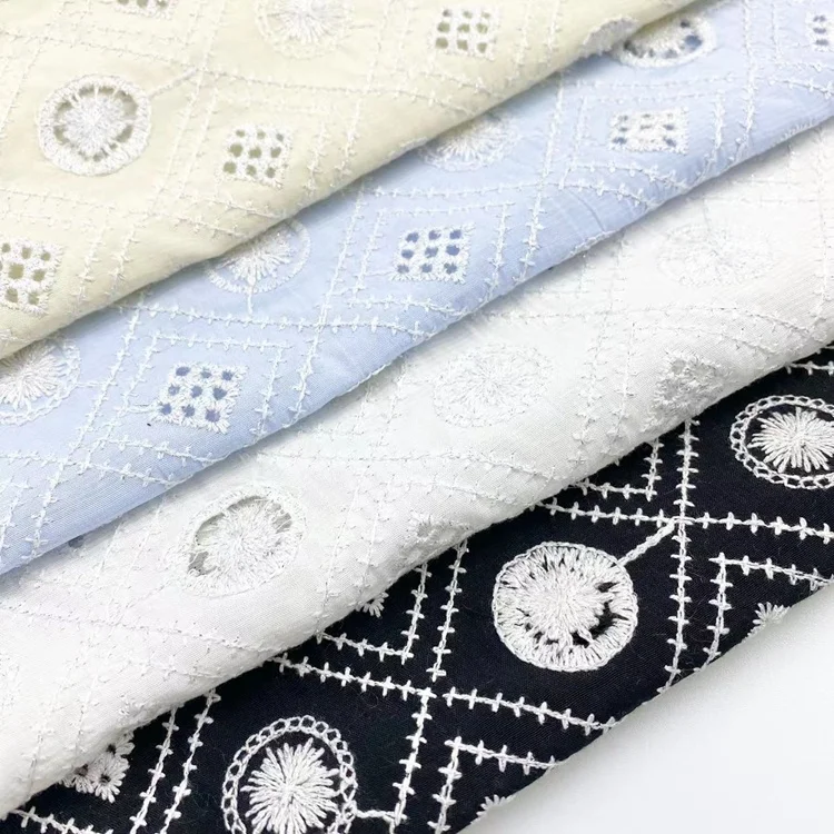 New materials fabrics embroidery organic 55%poly 45%viscose baby dresses fabric for clothing