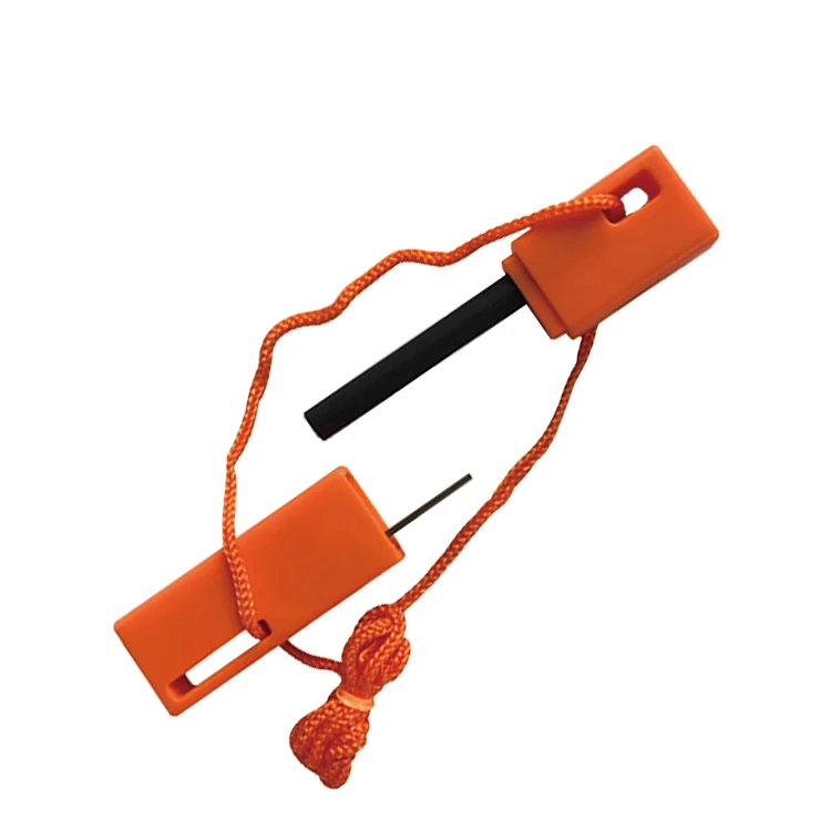 Nickel rod bagged flint fire starter bushcraft survival fire steel belt strikers camping outdoor easy to carry orange hunting em