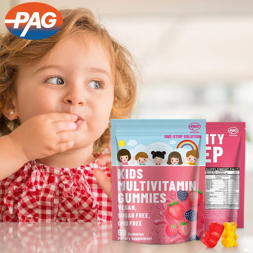 PAG Optional Sugar Free Or Sugar Ages 2 And Over Kid Health Daily Supplement Vitamin Gummy Kids Mulit-Vitamin Gummies