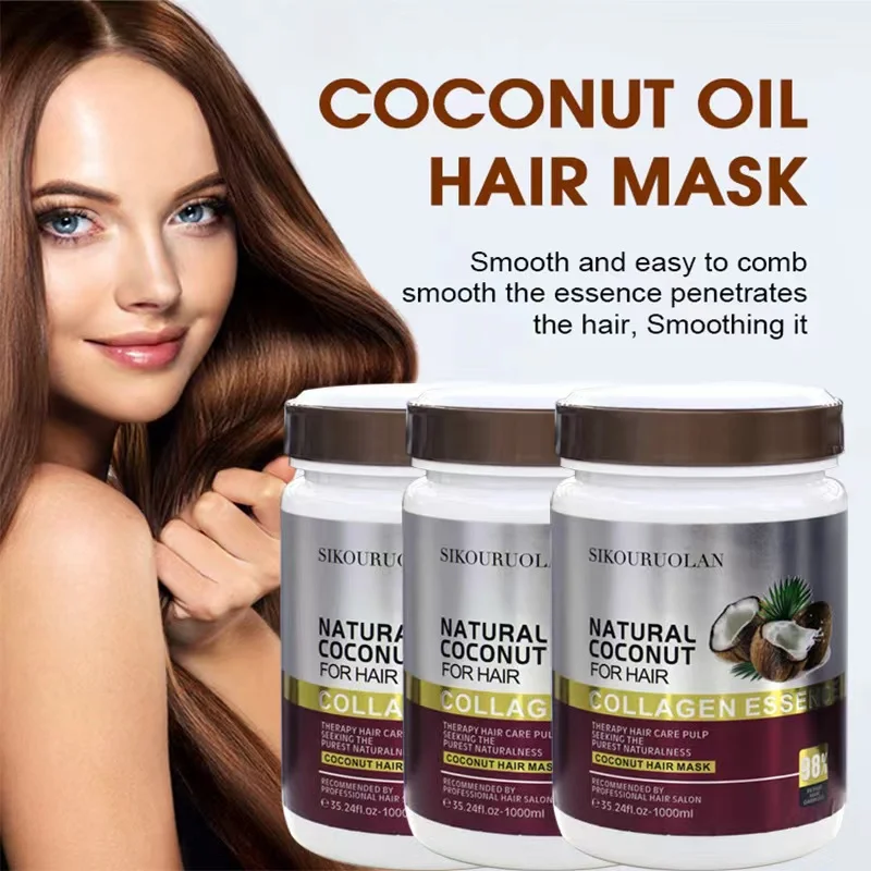 Coconut Oil Hair Treatment Mask Curly Hair Lofting Cream Repairs Damage Root Nourish Keratin Hair Care