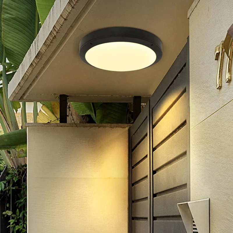 LED Outdoor Ceiling Light Waterproof Sun Table Lamp Modern Simple Outdoor Courtyard Corridor Corridor Gate Circular Ceiling Lamp