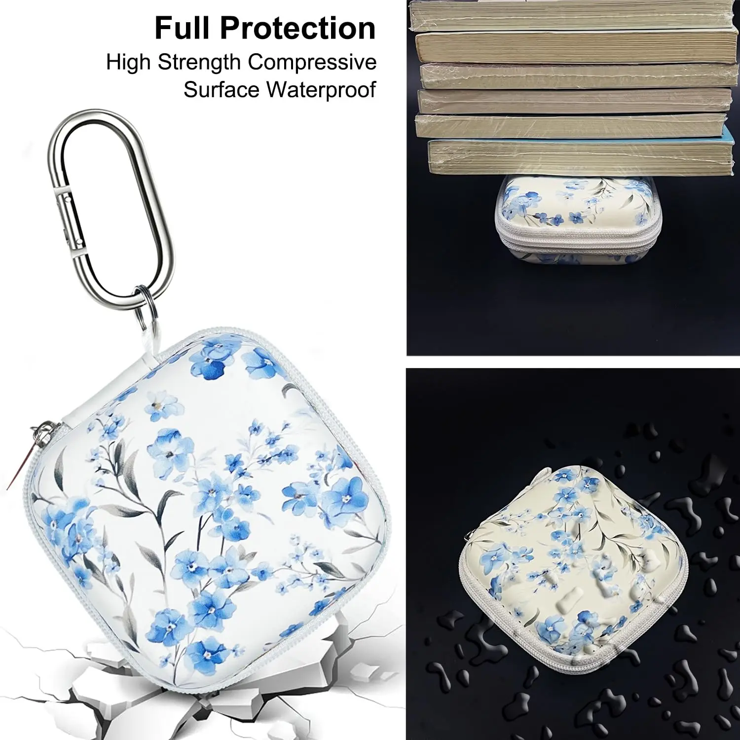 ODM OEM Custom Colorful Printing Flowers Pattern Eva Small Zipper Pouch Storage Headphone Airpods Case