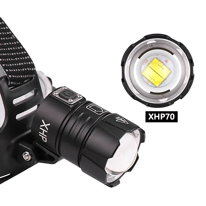 2000 Lumens Multifunction Headlamp P70 Outdoor Led Zoom Headlights Rechargeable With Power Bank