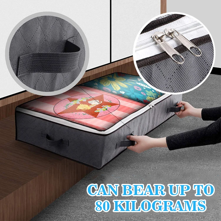 Collapsible Fabric Blanket Storage Bag under bed Storage Containers with Pvc Window for Organization