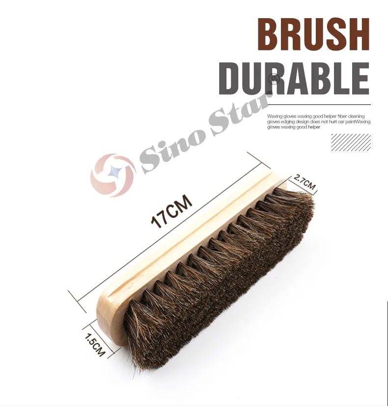 JLM06 Car Wash Brush Premium Horsehair Solid Beech Wood handle Cleaning Tools Interior Leather Detailing Brush
