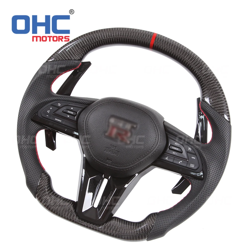Carbon Fiber Steering Wheel Assembly Upgrade to NEW GTR Compatible With Nissan 2007-2020 GTR R35 Skyline R34