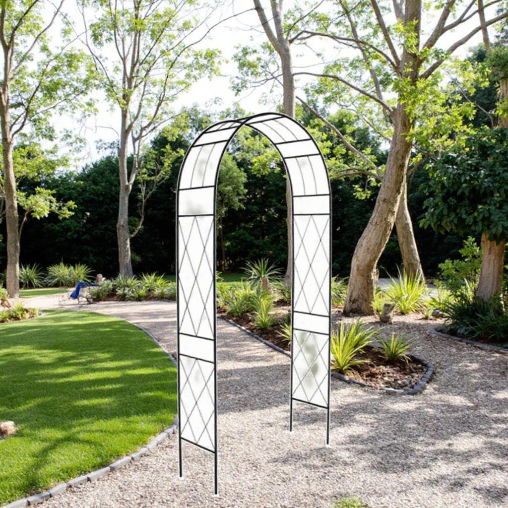 Outdoor Metal Rose Garden Arch with Round Top