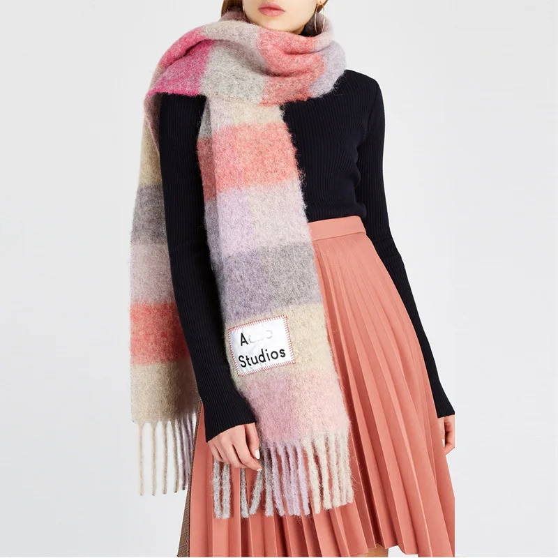 Customized wholesale high quality fashion pure wool women winter large pashmina scarves trend knitted cashmere shawls