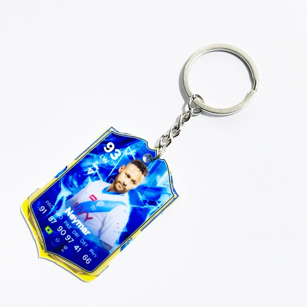Factory price football club Soccer Scorecard Keychain Crow Portugal Neymar National Team Acrylics keychain