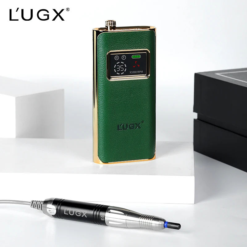 lugx OEM/ODM 2022 new model Microfiber Leather Rechargeable Portable 35000 rpm coreless Nail Drill