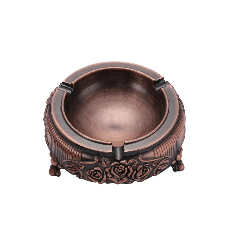 Durable using metal zinc alloy portable wholesale round cigar ashtray