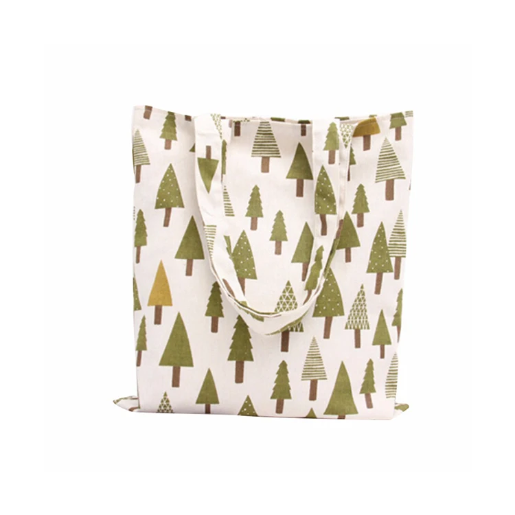 High quality christmas tree cotton fabric canvas shopping tote storage bag Cotton or pp webbing