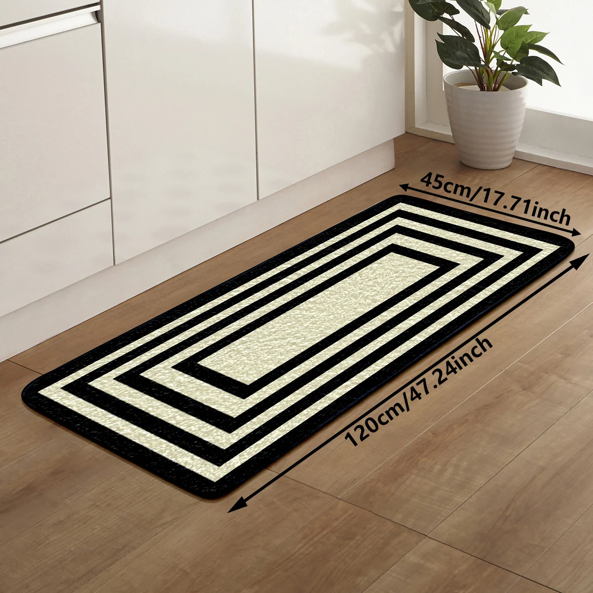 Modern Minimalist: Factory Direct Black Rectangular Pattern Faux Cashmere Rugs - Perfect for Home, Custom Sizes, Multi-Purpose