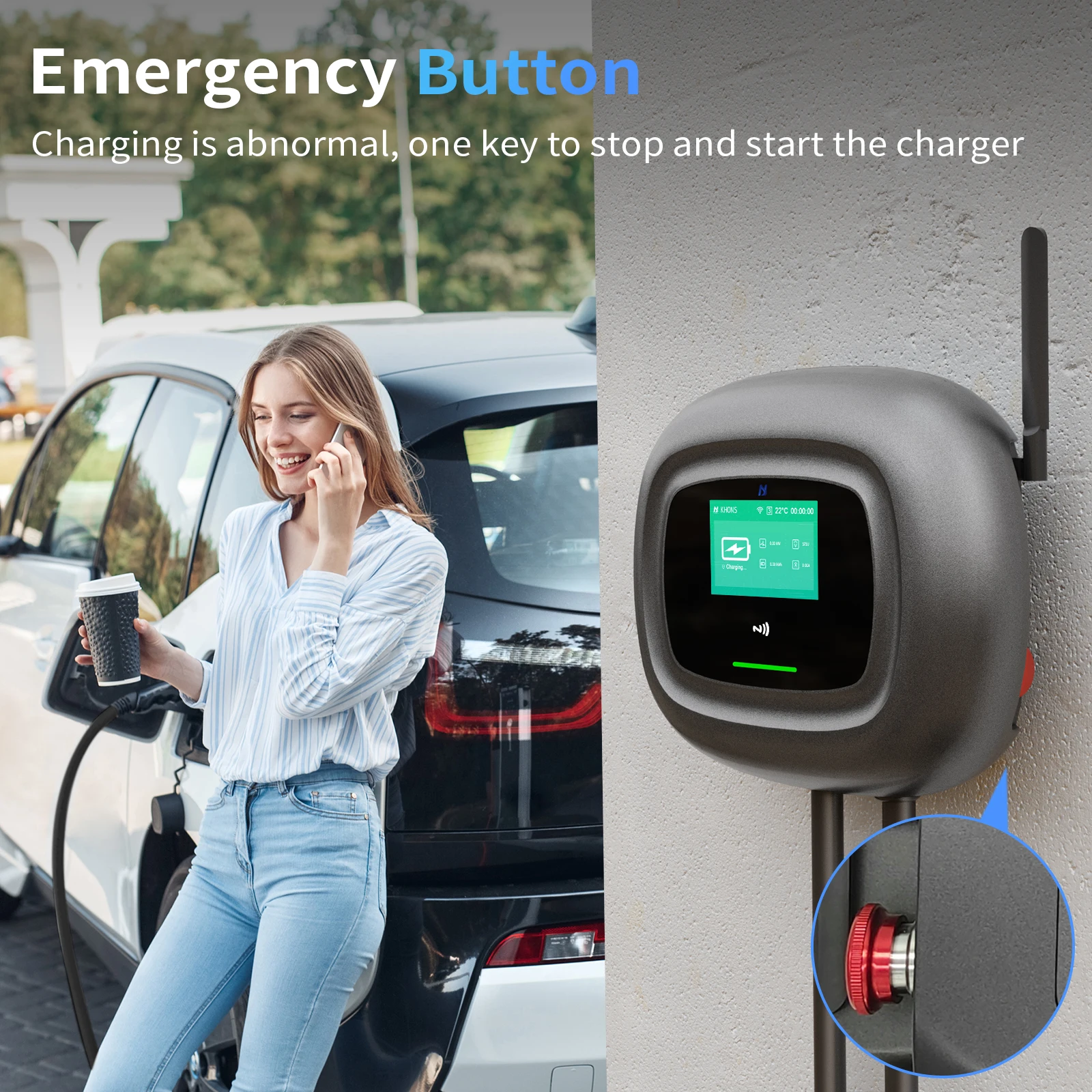 32A 400V 22KW EV Charger Wallbox Type 2 Level2 400volt 11KW EV Charger Wall Mounted Box IEC62196-2 Electric Car Charging S