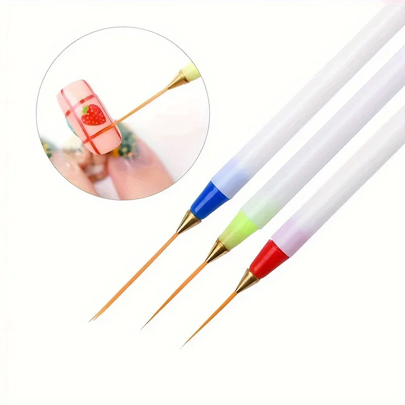 3pcs/set White Nail Art Liner Painting Flower Acrylic Uv Gel Polish Brushes Drawing Professional Design Manicure Tool nail suppl