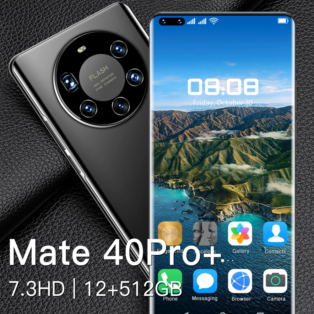 Mate40 PRO+ 7.3 inch 24MP+50MP 12GB+512GB 10 Core 5G Smart Cell Phones Large Capacity Battery Mobile Android Smartphone