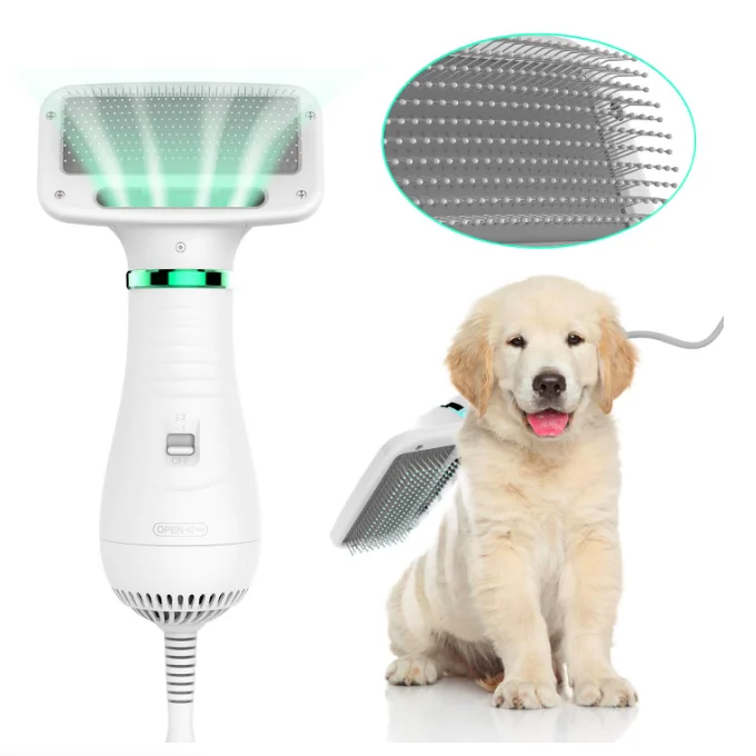 2020 Amazon hot sell 2 in 1 Portable Pet Grooming Blower with Slicker Brush pet dryer