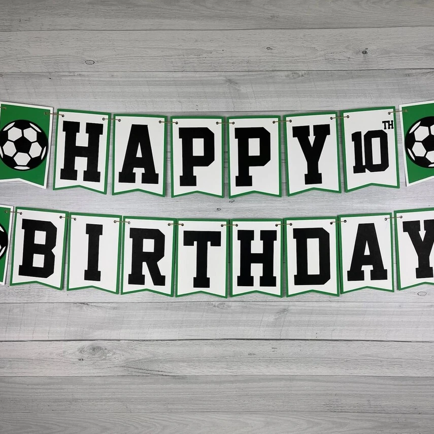 Pafu New Football Theme Happy 10th Birthday Paper Banners Party Wall Art League Banner Sign Decorations