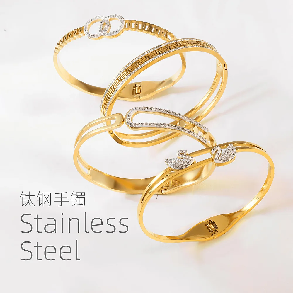 New Trendy Gold Metal Bracelets Set Heart Open Charm Bangle Bracelet Set Multilayer Infinity Heart Bracelet For Women Jewelry