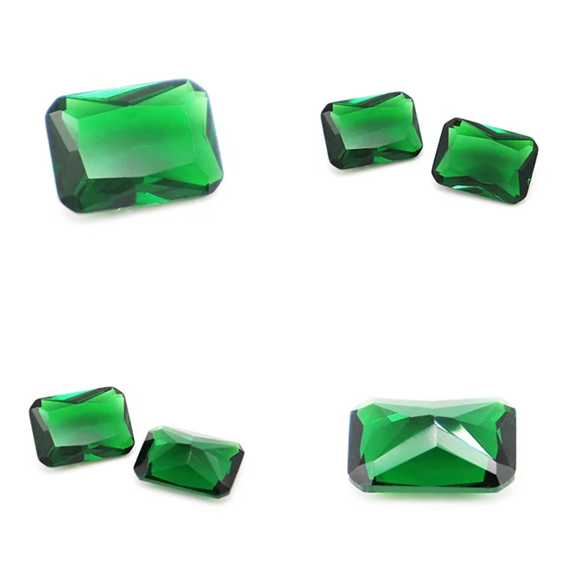 Wholesale Glass Gems Bulk Emerald Green Gemstone Octagon Blue Black Colored Glass Gem Stones