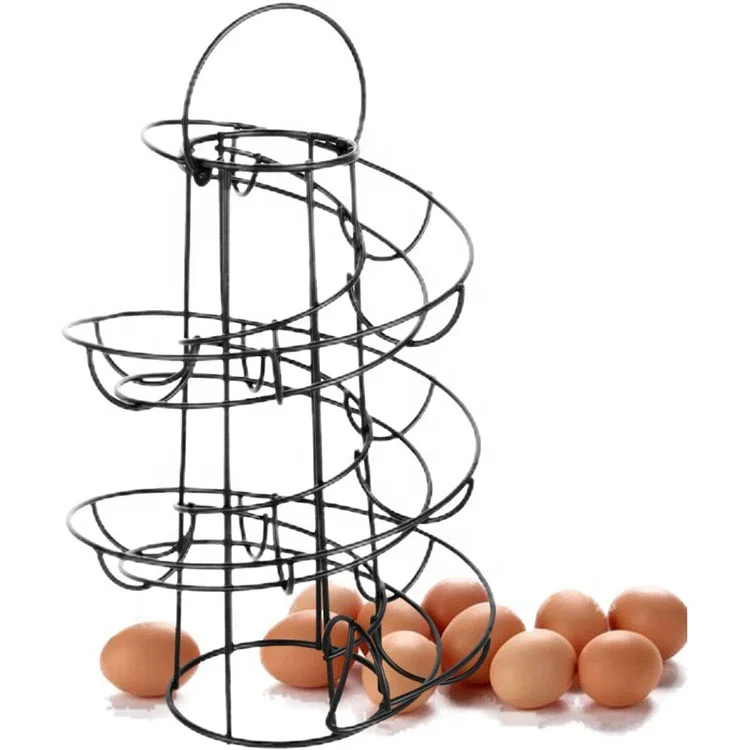 Simple Spiral Design Metal Egg Skelter Dispenser Rack Egg Storage Display Rack Egg rack holder