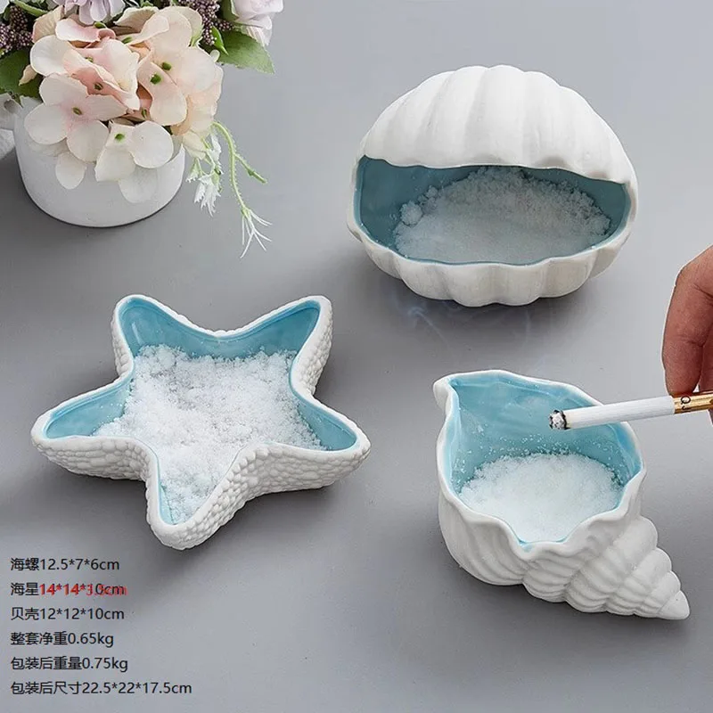Ceramic Blue Hand Ring Holder for Jewelry Trinket Dish, Starfish shaped Jewelry Plate Tray Home Party Decor