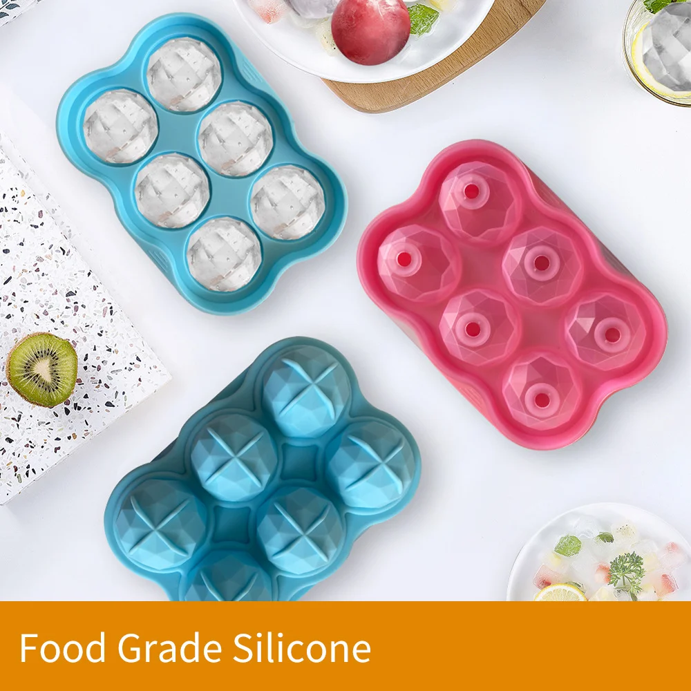 Silicon Ice Tray Cube Mold Round Spheroid 6 Ice Balls Whiskey Food grade household ice box wholesale
