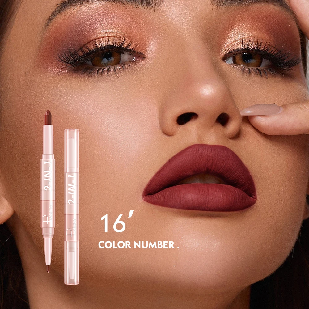 Pudaier OEM Beauty Cosmetic Lip Liner Best Selling Waterproof  Matte Creamy  Lipstick And Lip Liner 2-IN-1 Private Label