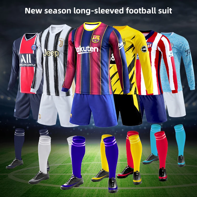 Wholesale 100% Polyester Cheap Football Jerseys Kits Custom Mens soccer team uniform Set With Logo