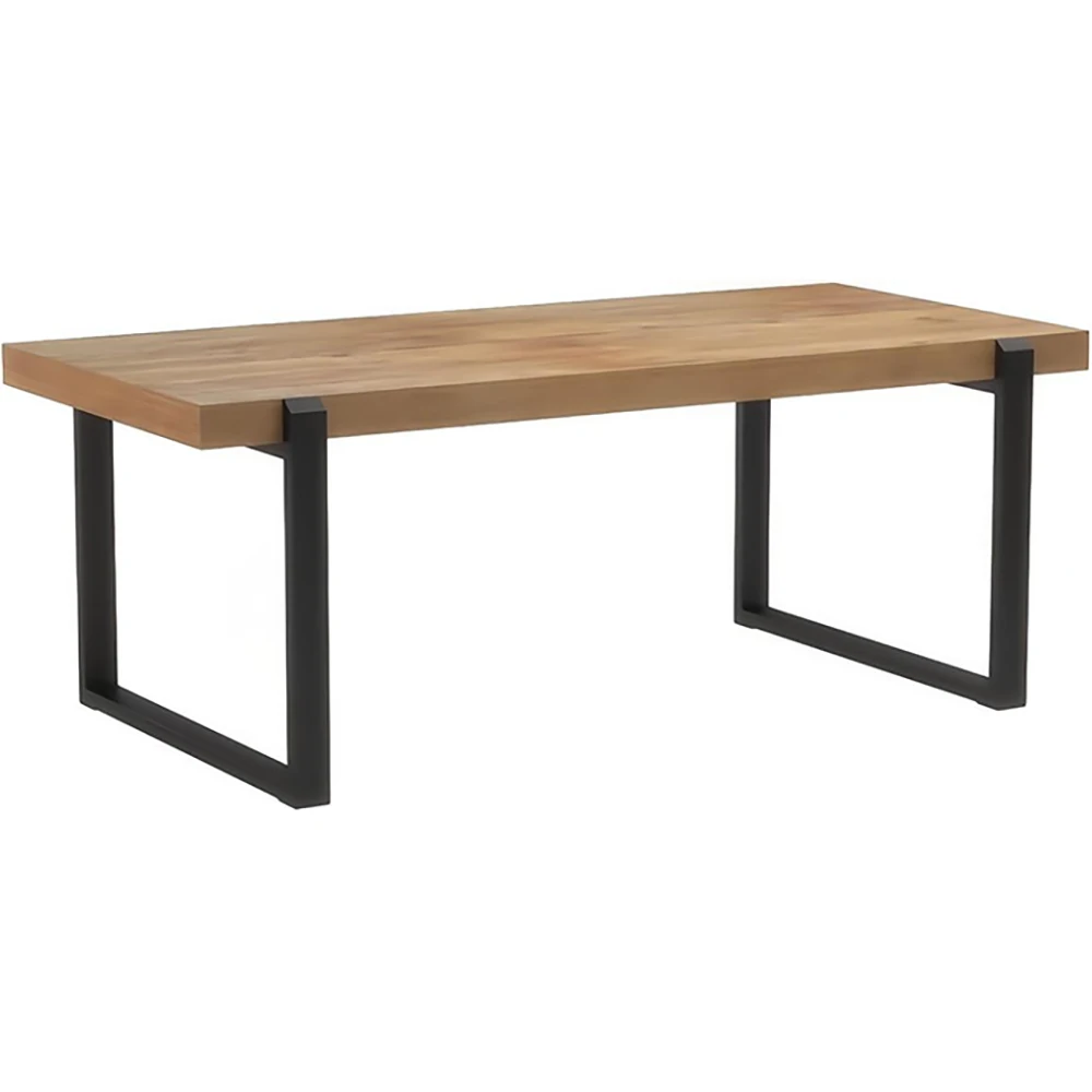 47 Inch Wood and Metal Industrial Cocktail Table Oak Rustic Coffee Table for Living Room