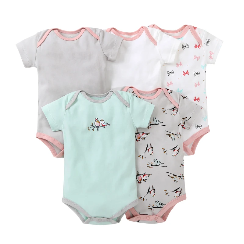 5 pcs/pack short sleeve summer boutique baby romper new born baby clothes