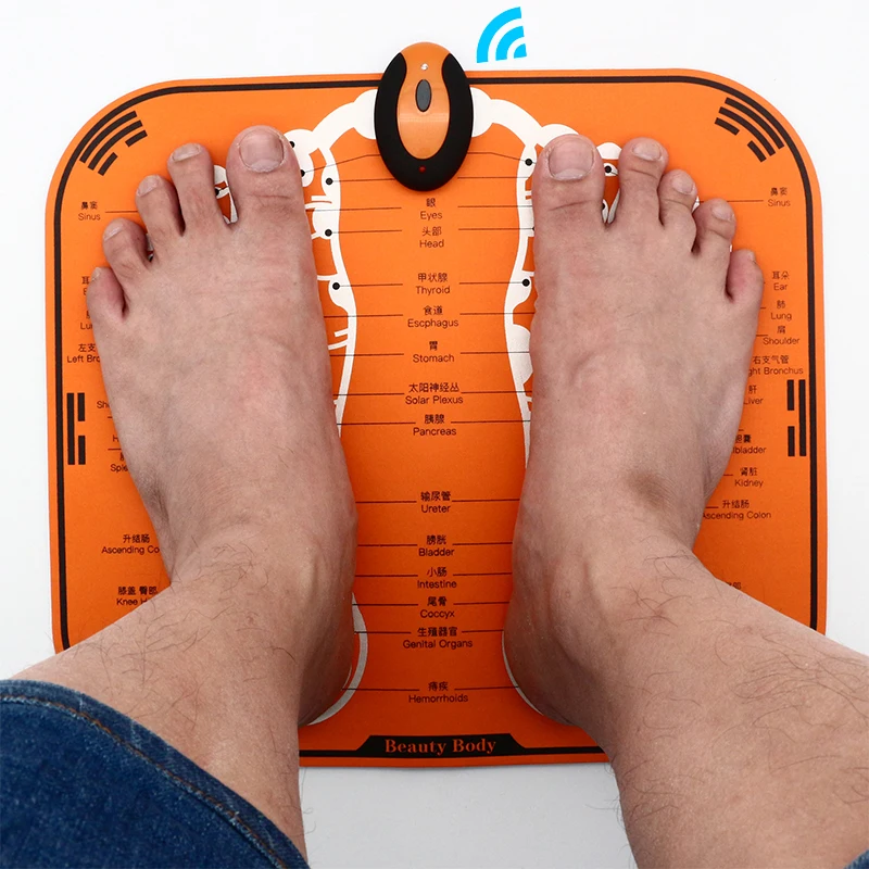 electrical foot massager with detachable control unit and soft solid foot mat cushion