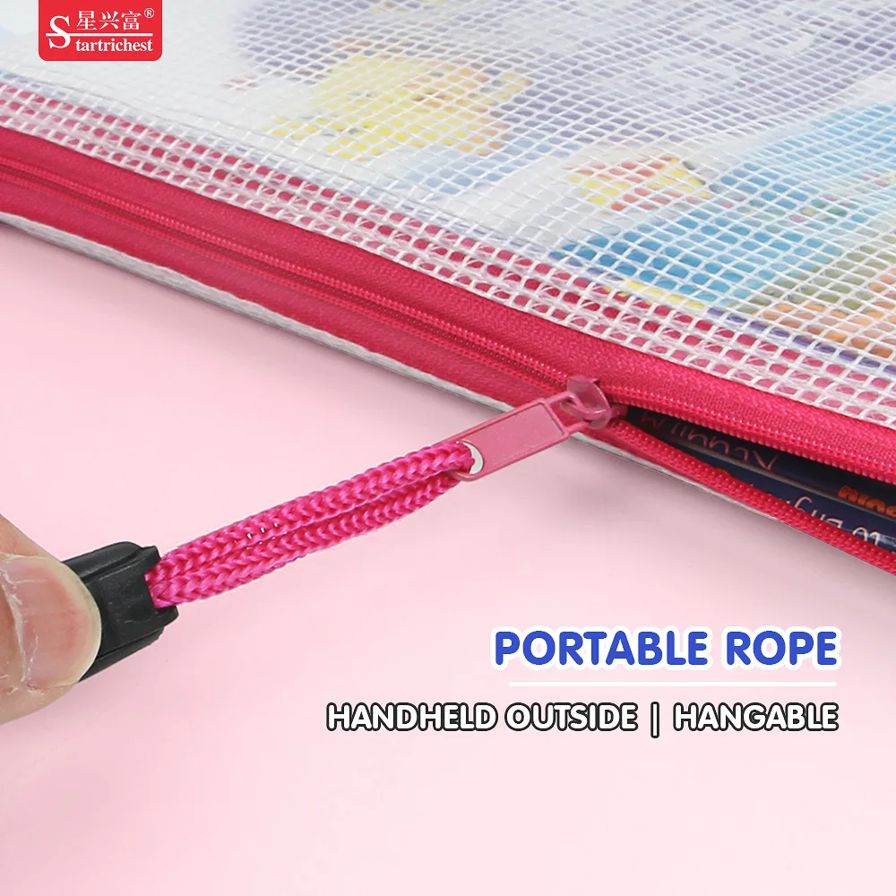 Transparency A4 File Bag Mesh Zipper Collected Bag Clear File Document Bag