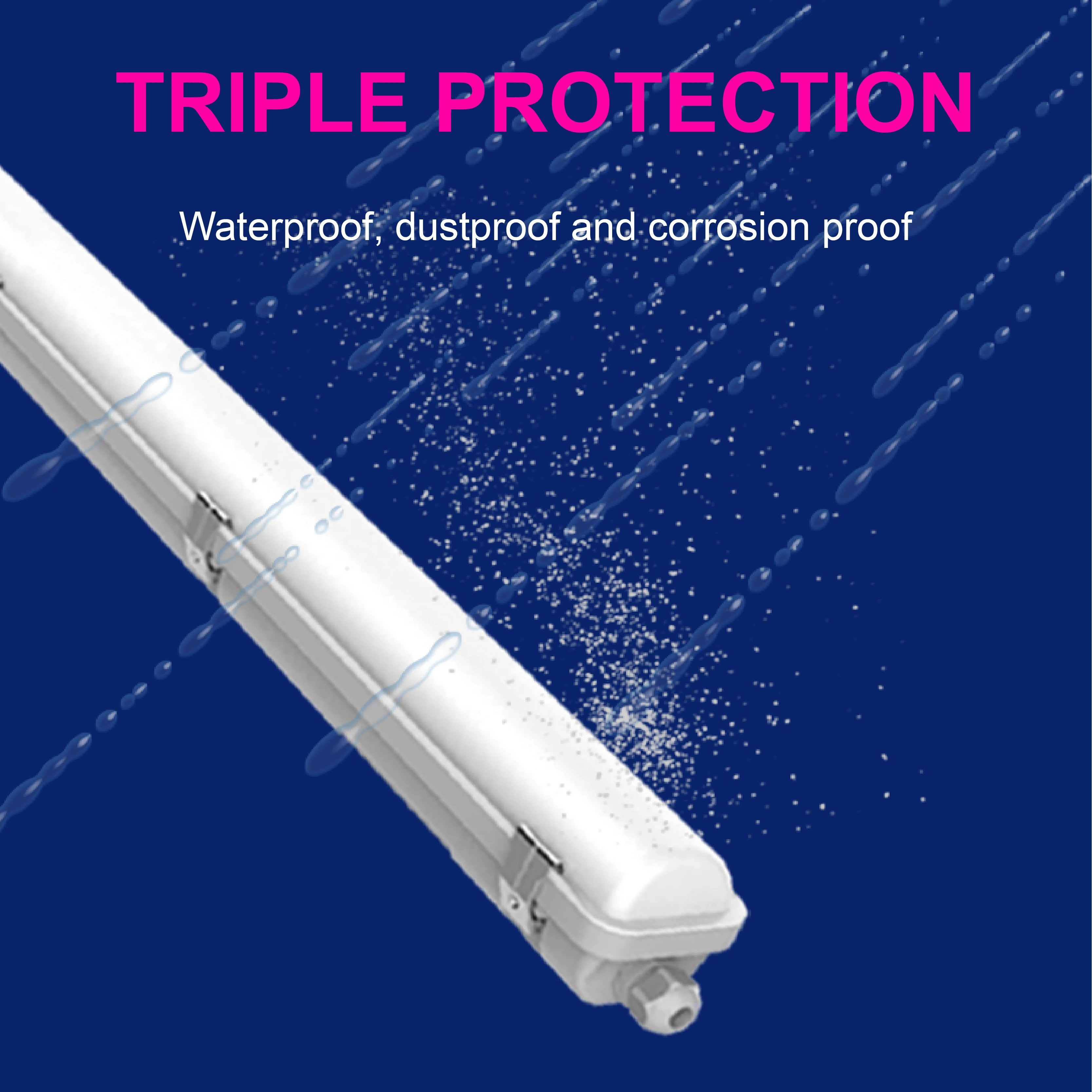 IP66 IK08 10-60W 304 stainless steel clips 50000hrs LED EMERG LIGHT led TRI-PROOF LIGHT led lights 100w