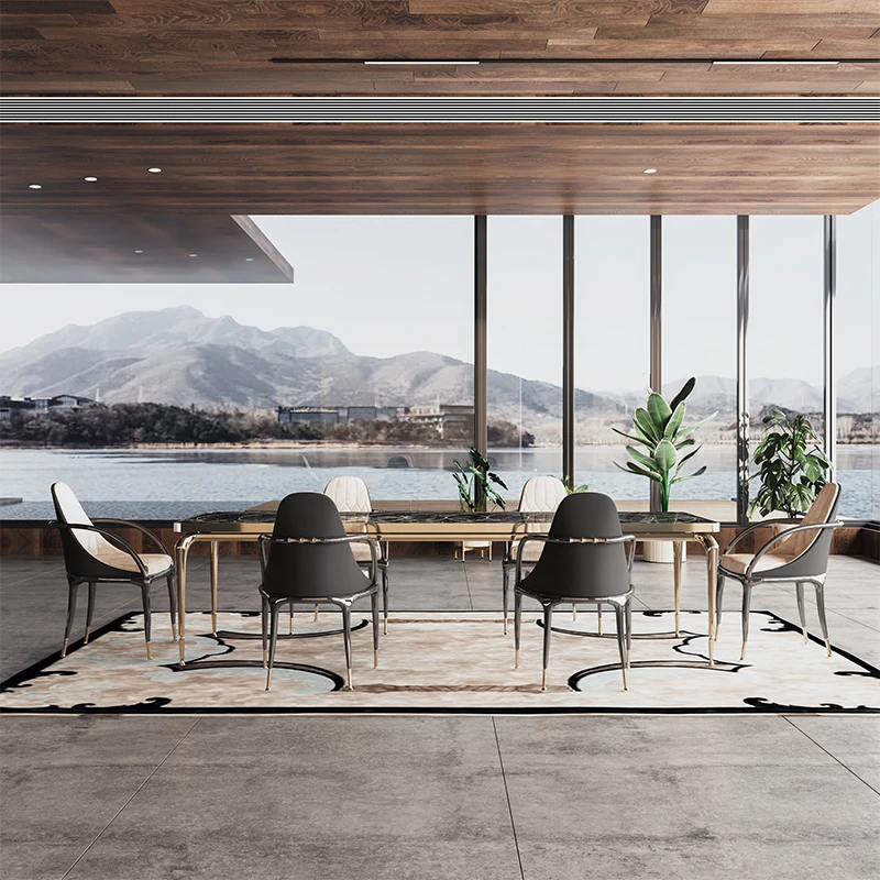 luxury dining table set black classic marble dinning table 6 seater top italian dining tables and chairs set