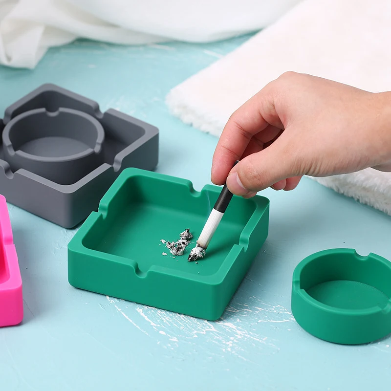 Портативная термостойкая силиконовая пепельница для сигар с логотипом на заказ, безопасная, небьющаяся, гибкая, не горючая, пепельница для сигарет из силикона