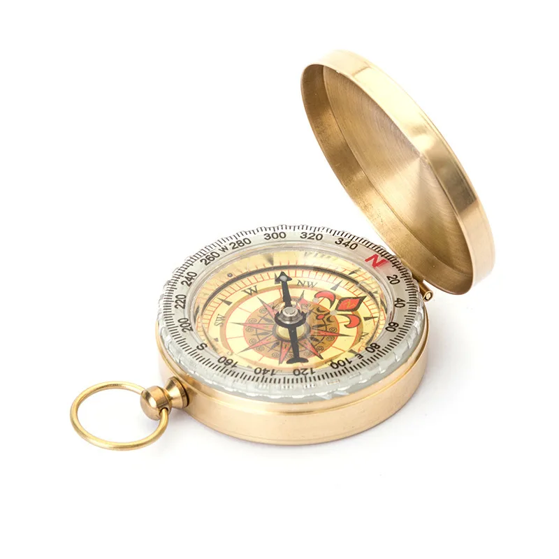 High Quality Camping Hiking Pocket Brass Golden Compass Portable Compass Navigation for Outdoor Activities