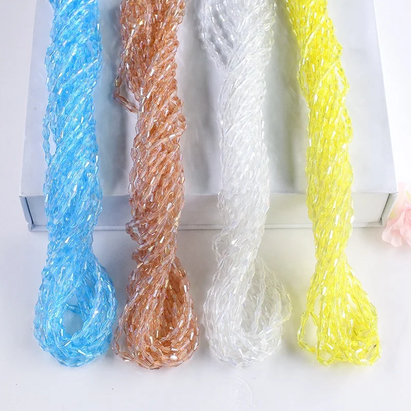 Huiyuan  Factory. Long Bicone Glass Bead Jewelry Making 3X6 and 4X8MM Crystal Bead Pendant Necklace Decoration DIY Accessories