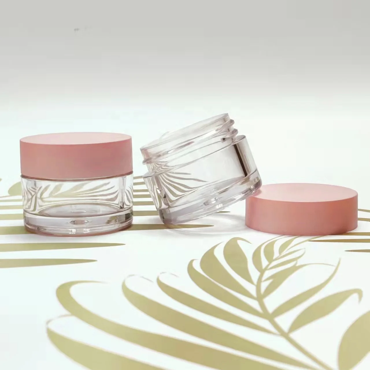 High Quality Empty Plastic Cream Jar Bottle Cylinder Pink Powder Jar Cosmetic Packaging Container