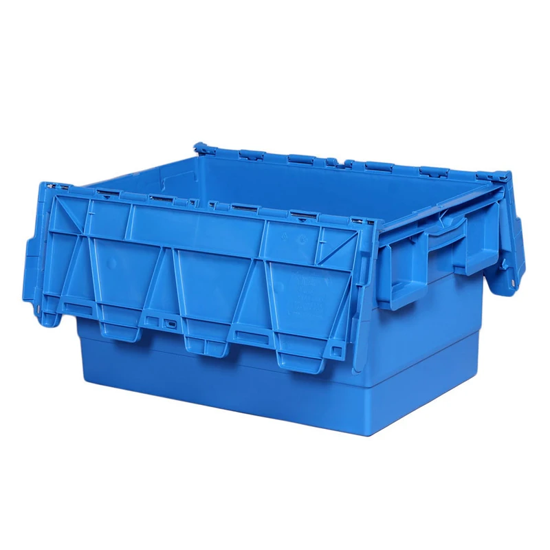 Euro boxes plastic storage stackable attached lid moving container crates