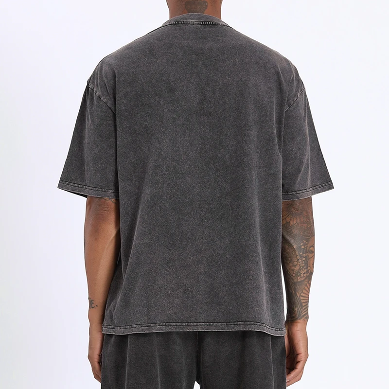 high quality boxy fit acid wash tee shirt blank streetwear clothes oversized tshirt custom vintage t shirt for men