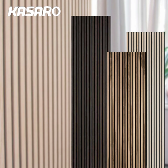 KASARO Office Studio Akupanel Wooden Polyester Fiber Acoustic MDF Slat Wall Panels